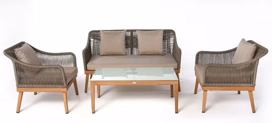 3-teiliges Terrassenmöbel-Set mit Couchtisch für Garten und Bistro