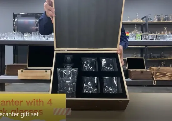 Benutzerdefiniertes quadratisches Kristall-Whiskyglas-Set für Flaschen, Whisky, Wein, Dekanter-Set, Whisky