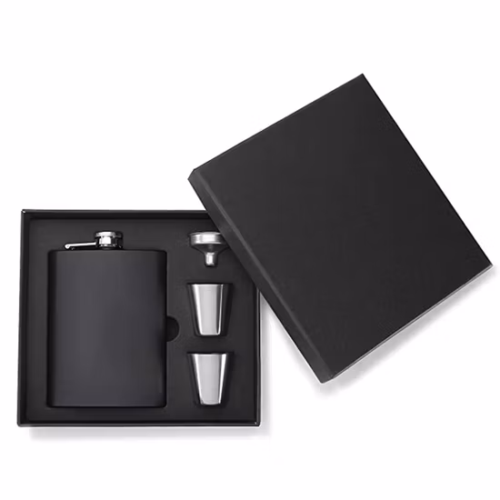 Schwarzes, auslaufsicheres Flagon-Weintopf-Flaschen-Set aus Edelstahl